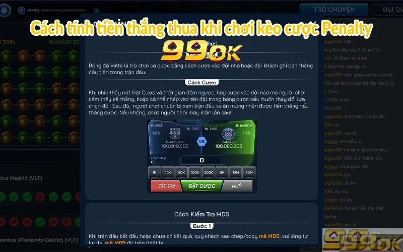 Cách tính tiền thắng thua khi chơi kèo cược Penalty